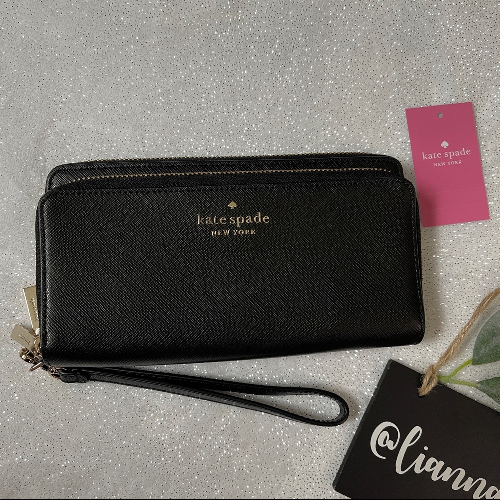 KATE SPADE Black Staci Large Carryall Wristlet Clutch Wallet - Picture 2 of 8